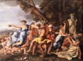 Bacchanal vor Statue klassische Maler Nicolas Poussin